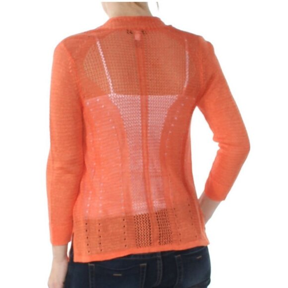 Alfani Red Lace Knit Linen Long Sleeve Cardigan XSP Extra Small Petite XS - Picture 3 of 9